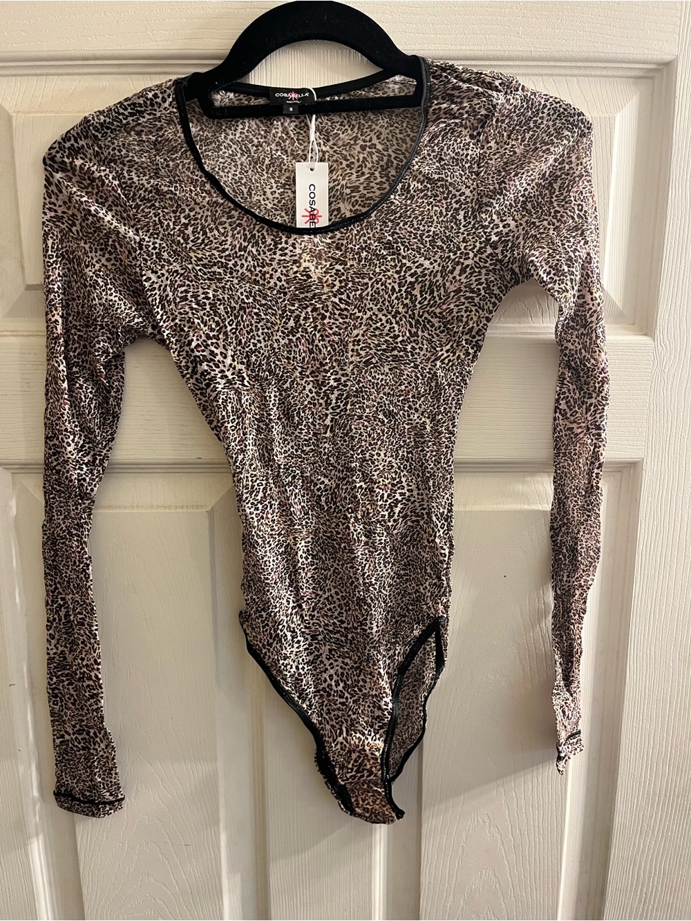 Cosabella Brown Leopard Print Long-Sleeve Bodysuit